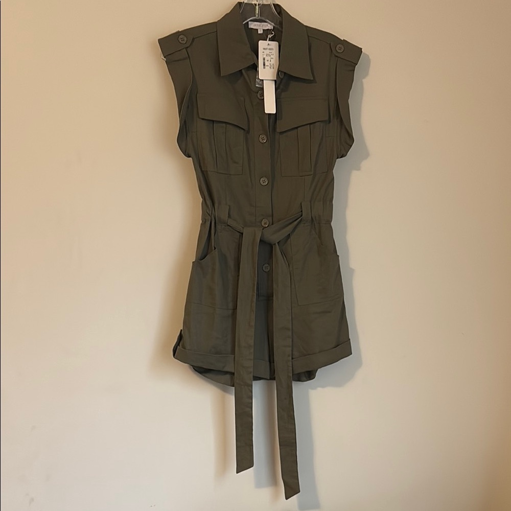 Olive Green Sleeveless Utility romper
